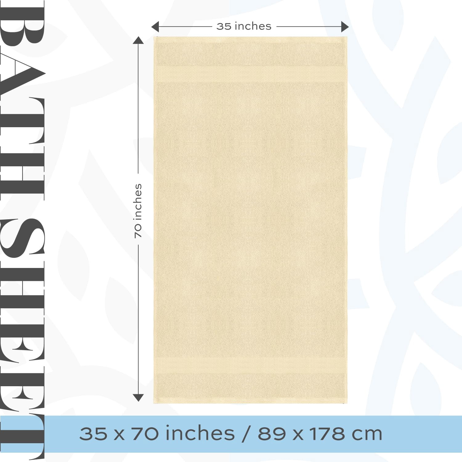 White Classic Hotel Collection 650 Gsm Cotton Bath Sheet Towels, Oversized Bathroom Towels, Beige, 35 x 70, 2 Pack