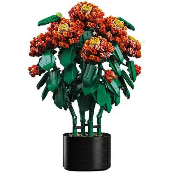 Decor Lantana Camara Building Blocks Set,Artificial Plant Building Set with Flowers(1614 Pieces) Toys Gifts for Kid and Adult