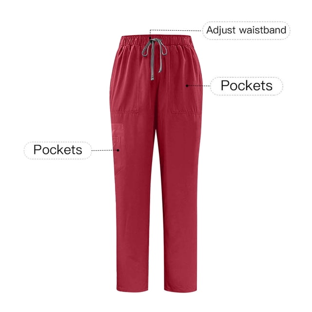 Ohufall Pantalon d'Uniforme pour Hommes, Pantalon à Taille Élastique pour Hommes, Multiples Poches, Pantalon Jogger à Cordon, Extensible, Bas de Sarrau d'Infirmier