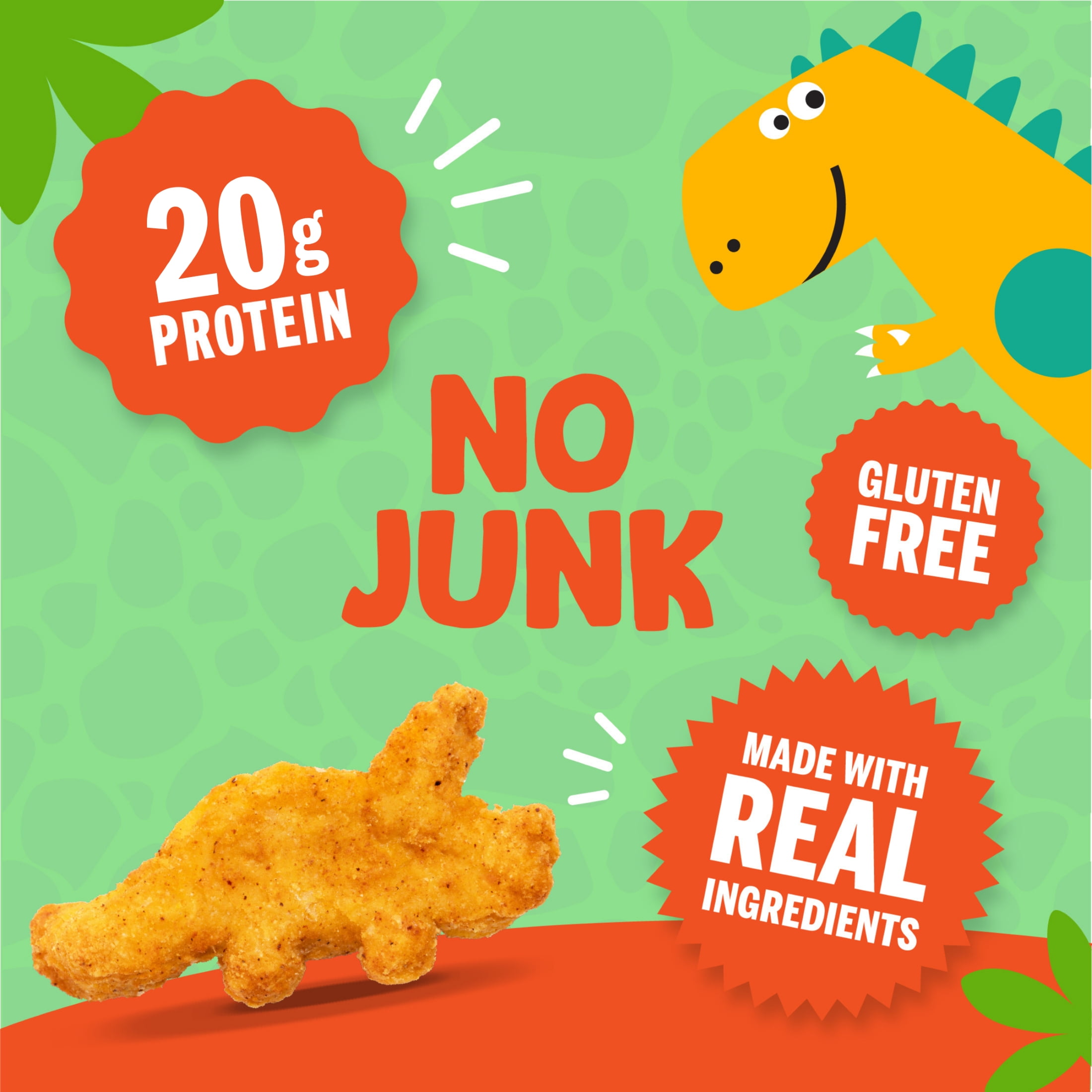 Realgood Foods Co. Lightly Breaded Dino Chicken Nuggets, 20 oz Bag (Frozen)