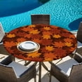 thumbnail image 4 of Orange Fall Fitted Tablecloth with Elastic Edged, Round Table Cloth for Dining Table, Autumn Maple Leaf Botanical Thanksgiving Waterproof Oil Proof Table Cover for Indoor Outdoor 45"-54", 4 of 9