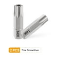 thumbnail image 3 of Uxcell 2pcs T40H Torx Screwdriver Bit 1/4" Hex Shank 25mm/1" Length Magnetic Star 6 Point Head Hex Bits S2 Steel Screw Driver Bit with Hole, 3 of 6