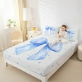 thumbnail image 4 of Feelyou Princess Blue Bowknot Full Size Sheets for Kids, Cartoon Watercolor Ribbon Bed Sheets, Dreamy Stars Sheet Sets, Breathable Home Decor, 4 Pieces, 4 of 7