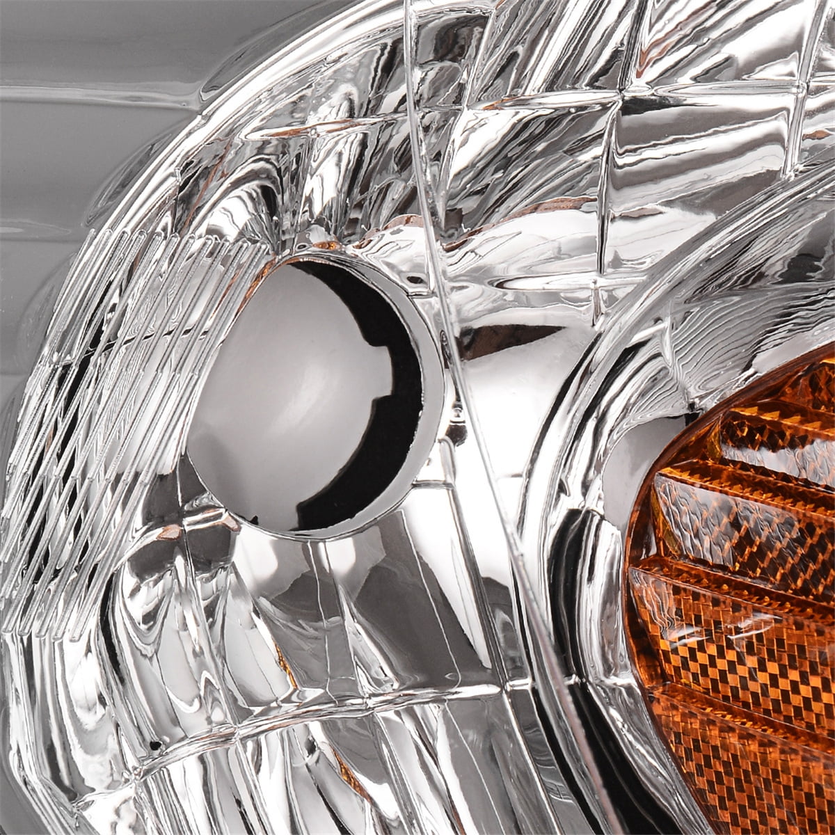 RVNI Chrome Headlights Amber Corner Lamps Pair Fits For 2004-2005 Honda Civic 2/4 Dr