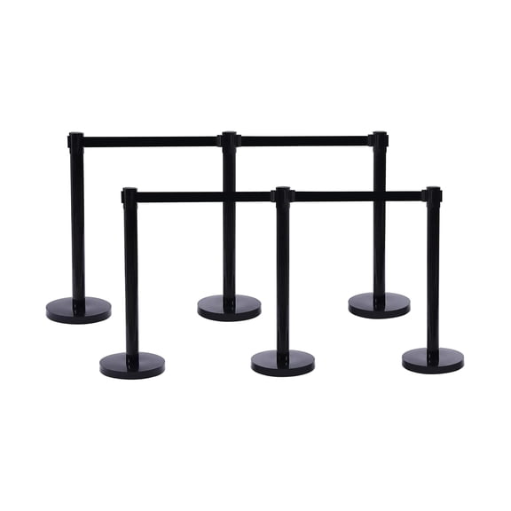 Crowd Control Stanchion Set of 4 Pieces Stanchion Set Stanchion Set with 6.6 ft/2 m Black Retractable Belt