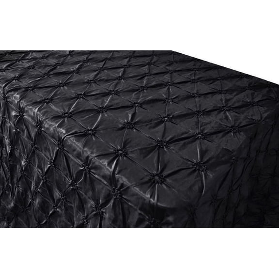 Wedding Linens Inc. 90"x132" Rectangular Seamless Pinchwheel Taffeta Tablecloth - Black