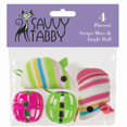 thumbnail image 1 of Savvy Tabby ST Stripe Ratones y Jingle Ball Paquete de 4, 1 of 1