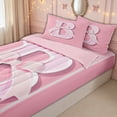 thumbnail image 3 of meiyoeat Princess Letter B Print Zipper Full Size Comforter Sets with Fitted Sheet and 2 Pillowcases for Kids Girls, Girly Bow Monogram Zipper Bedding Set, Pink, Pink ReversibleG, 3 of 6