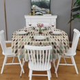 thumbnail image 2 of Beige Bigfoot and Pine Tree Pattern Round Tablecloth 60"x60",Wrinkle Wipeable Table Cloth for Kitchen Dining Room Picnic Patio Party, 2 of 6