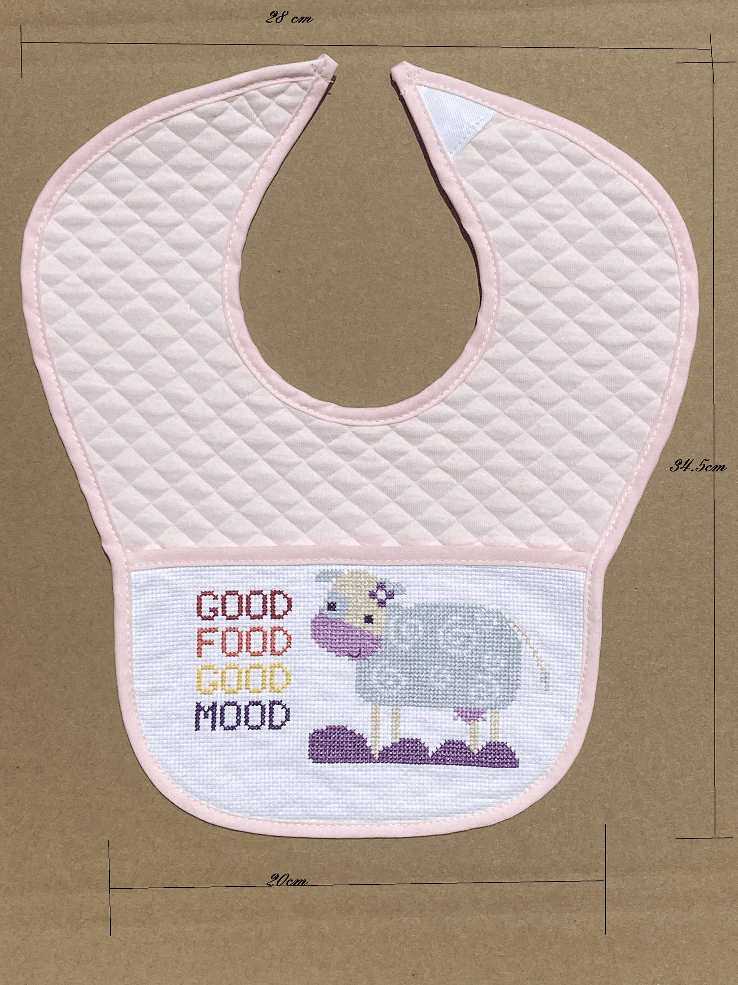 3pcs pink,3pcs yellow cotton cross stitch baby bib 14count aida cross stitch bib
