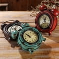 thumbnail image 4 of Reloj de pared redondo decorativo de metal estilo retro silencioso para decoración del hogar, color marrón., 4 of 8