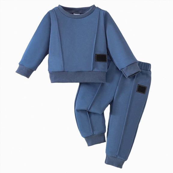 Enyan Toddler Boy Clothes Infant Boys Fall Winter Outfits Long Sleeve Sweatshirt Tops Jogging Sweatpants 2Piece Set（Blue,12-18 Months）