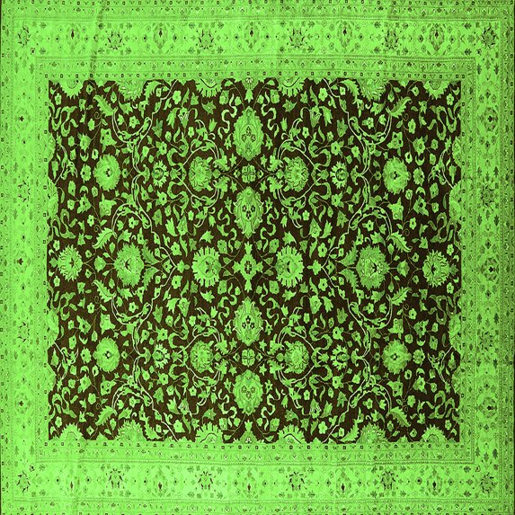 Ahgly Company Indoor Square Oriental Green Traditional Area Rugs, 8' Square