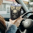 thumbnail image 6 of Picia Vintage Winged Rose Skull Pattern 20 oz Tumbler Stainless Steel Vacuum Insulated Coffee Ice Cup Double Wall Travel Flask Dual Lid Water Bottle, Eco-friendly Car Cup-Without Straw, 6 of 8
