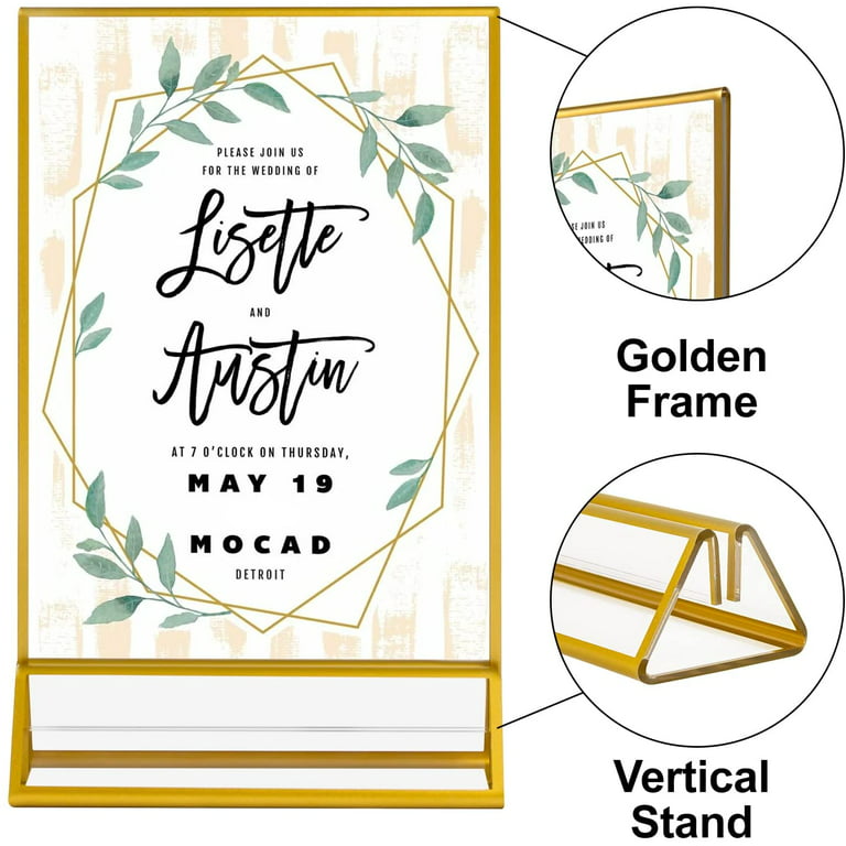 6Pack 4x6 Acrylic Sign Holder with Gold Frames and Vertical Stand, Ideal  for Display Wedding Table Numbers, Double Sided Picture, Clear Photos, Menu  Holders 