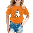 thumbnail image 2 of enyan Girl Halloween Shirt Pumpkin T-Shirt Kids Halloween Cotton Short Sleeve Cute Graphic Tee Top Halloween Tshirts Girls(Orange,3-4 Years), 2 of 6