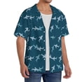 thumbnail image 2 of Balery Cute Shark Camisa Casual de Manga Corta con Botones para Hombre, Texturizada, Estilo Cubano, para Playa, Verano-X-Large, 2 of 5