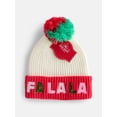 thumbnail image 2 of Holiday Time Women's Sequined Fa La La Beanie Hat, Ivory/Red, 2 of 4