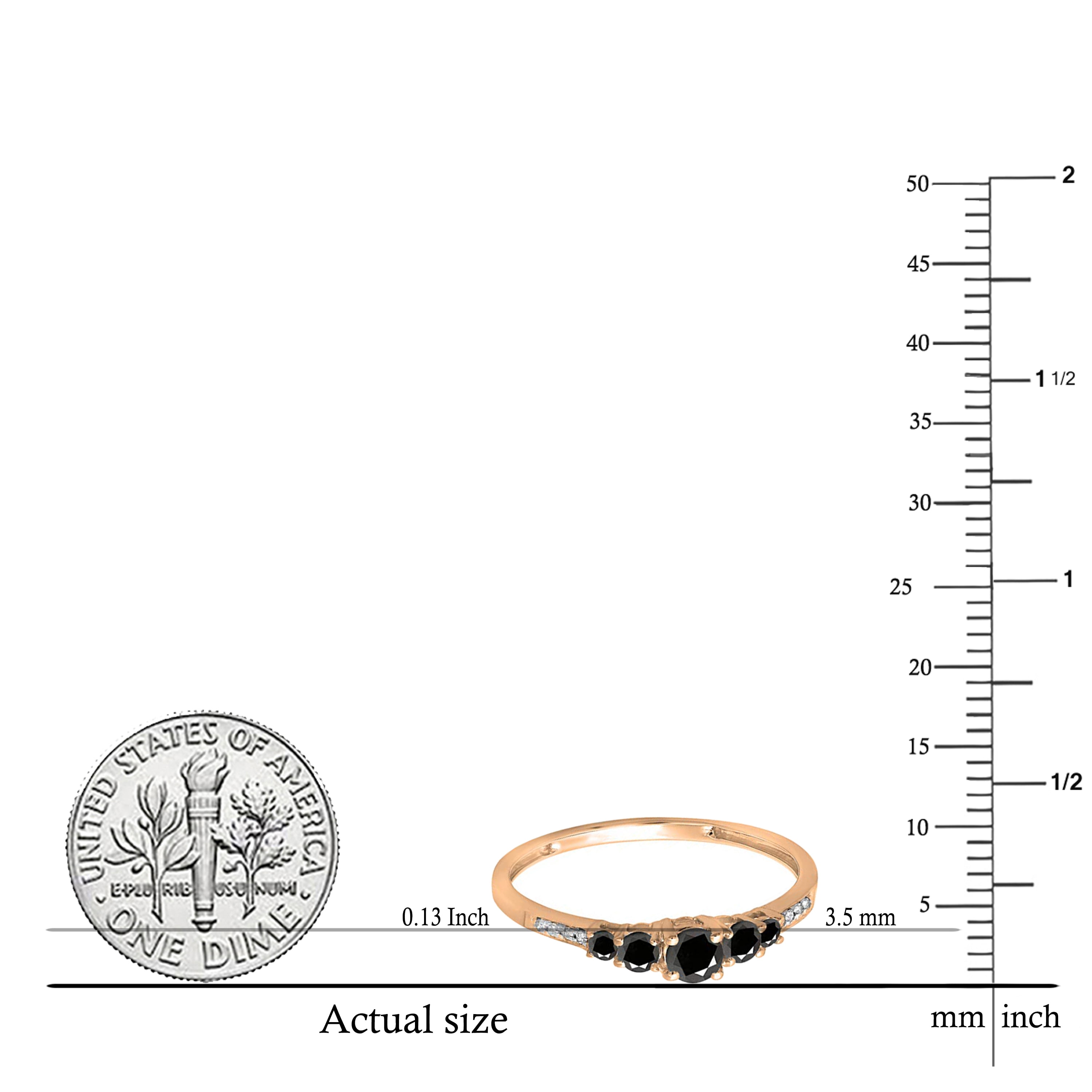 Dazzlingrock Collection 0.40 Carat (ctw) Round Black & White Diamond Bridal 5 Stone Engagement Ring for Women in 14K Rose Gold, Size 7