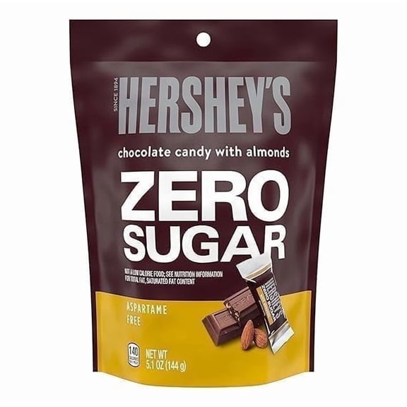 Hershey's Zero Sugar Chocolate With Almonds Pouch -- 5.1 Pack of 2