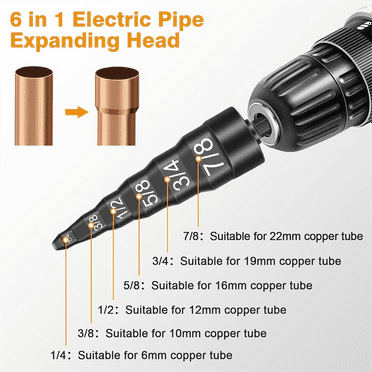 6-in-1 Swage Tool HVAC Repairing Set,Air Copper Tube Expander Swaging Tool with 1/4In 3/8In 1/2In 5/8In 3/4In 7/8In Bits