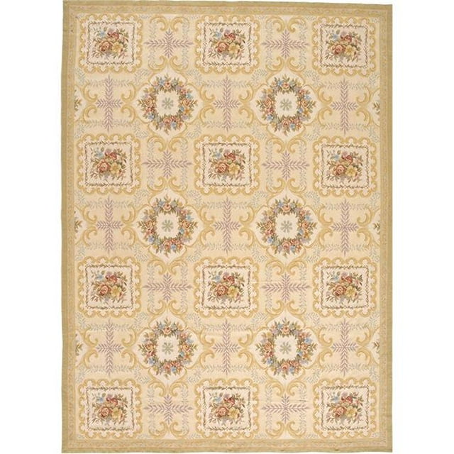 Due Process Stable Trading Aubusson Bernay Ivory & Gold Area Rug, 6 x 9 ft.