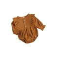 thumbnail image 2 of Qiylii Infant Baby Girl Corduroy Basic Plain Ruffle Long Sleeve Romper Tops Clothes, 2 of 6