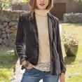 thumbnail image 2 of VEKDONE 2026 Womens Velvet Blazer Cozy Lightweight Outerwear Retro Buttons Long Sleeve Pokets Jacket Cardigan Coat Party Blazers Khaki XL, 2 of 4