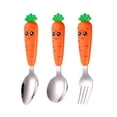 thumbnail image 2 of CaiYueKe Carrot Stainless Steel Tableware Set Food Grade Fork Spoon Spatula Utensils Easter Themed Gift For Kitchen Dining Cute Design Portable Utensil Set, 2 of 6