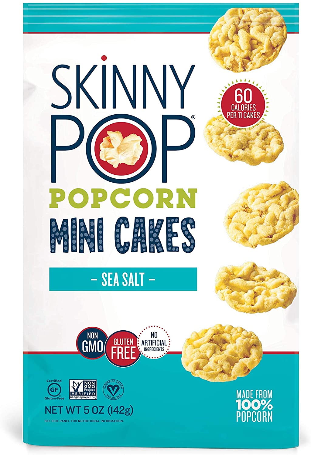 SkinnyPop Popcorn Mini Cakes Gluten Free Sea Salt -- 5 oz Pack of 4