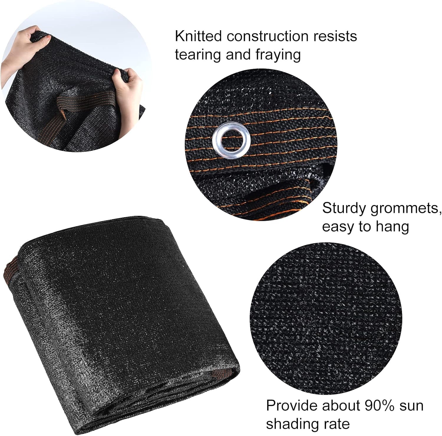 90% Black Shade Cloth 10ft X 20ft Sunblock Shade Net Mesh Shade Net with Taped Edge for Plant Cover Greenhouse Garden Flower