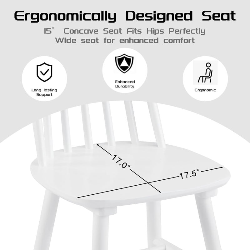 2-Pack Wooden Dining Chairs, Solid Wood Spindle Back Side Chair Set of 2, Mid-Century Modern Armless Kitchen Chairs for Dining Living Room