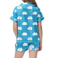 thumbnail image 4 of Girls Painted Floral Home Wear Daily Outfit Set With Comfortable Pajamas And Matching Robe, 4 of 5