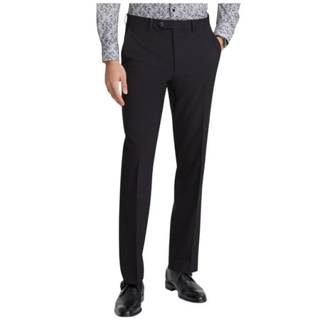 Tallia Mens Classic fit Dress Pants 44 / 30 Black Solid Stretch