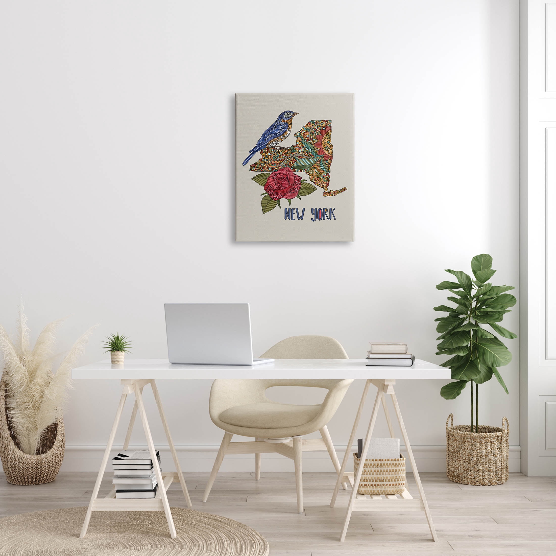 Stupell Industries Paisley Pattern New York State Graphic Art Gallery Wrapped Canvas Print Wall Art, Design by Valentina Harper