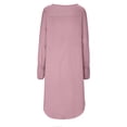 thumbnail image 4 of RQYYD Women's Lantern Long Sleeve Round Neck High Low Asymmetrical Irregular Hem Casual Tops Ruffle Bodycon Peplum Blouse Shirt Dress Pink L, 4 of 5
