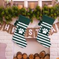 thumbnail image 4 of Honeeladyy Personalized Christmas Stockings, Cute Paw Print Green Christmas Stockings, 19.68 Large Knitted Striped Xmas Stockings for Christmas Holiday Decoration (1 Pcs), 4 of 5