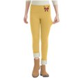 thumbnail image 2 of NAISIBABY Girls Fleece Lined Leggings, Christmas Bow Stretchy High Waisted Winter Thermal Tights Yellow 5T, 2 of 5