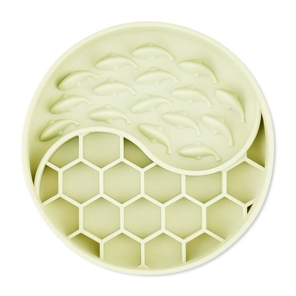 Vibrant Life Silicone Slow Feeder Bowl for Pets, Gray Fish