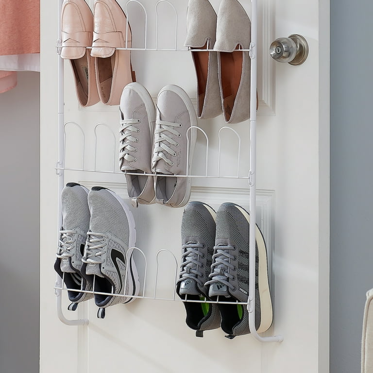 Mainstays 6-Tier over the Door Shoe Rack, White, 18 Pairs of Shoes 