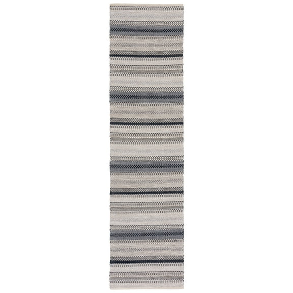 SAFAVIEH Montauk Albine Striped Cotton Runner Rug, Grey/Black, 2'3" x 9'