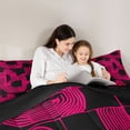 thumbnail image 5 of Feelyou Chic Fashion Stripes Queen Comforter Set, Neutral Minimalism Black Pink Bedding Sets, Teens Kids Boys Girls Reversible Bedding Comforter Set, Lightweight Room Decor, 3pcs, 5 of 8