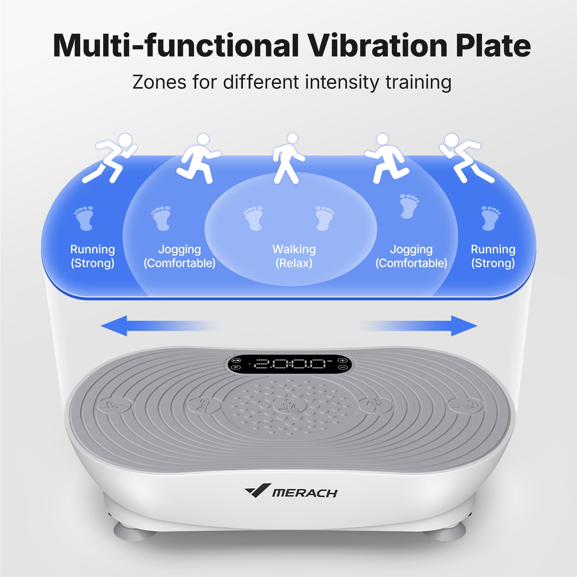 MERACH 350lbs Bluetooth Vibration Plate Exercise Machine, Resistance Bands Vibrating Plate for Exercise with LED Touch Screen, 99 Speed Levels, Home Gym Exercise Equipment