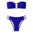 thumbnail image 3 of UTSJKR Women's 2026 Strapless Hollow Out Bandeau Bikini, Triangle Split Bathing Suit, Casual Summer Pool Beach Swimwear Blue L, 3 of 8