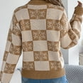 thumbnail image 3 of Felirenzacia Women’s Snowflake Checkered Sweater, Crew Neck Long Sleeve Knit Pullover, Fall Winter Christmas Clothes, 3 of 6