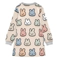 thumbnail image 6 of long-sleeved dress Cute Cartoon Rabbit A-line dress with ribbed cuffs Soft and comfortable, 6 of 6