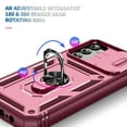 thumbnail image 4 of Military Grade Drop Impact for Samsung Galaxy A15 Camera Lens Slide Protection Case 360 Metal Rotating Ring Kickstand Holder Armor Shockproof Case For Samsung Galaxy A15, Pink+Red, 4 of 11