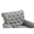 thumbnail image 4 of Mid-Century Modern Accent Chair, Linen Fabric Armchair with Upholstered Button Tufted Back and Wood Legs, Upholstered Lounge Arm Chair Single Sofa Reading Chair for Living Room Bedroom, Light Gray, 4 of 8