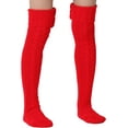 thumbnail image 4 of Vorkoi Women's Daily Acrylic Thigh-High Socks, Red, 4 of 5