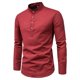 thumbnail image 3 of Camisas De Sport Para Hombre Camisa de color para hombre Camisa de lino con cuello de algodón Camisas de hombre sólidas informales y de manga larga (Red, 3XL), 3 of 6